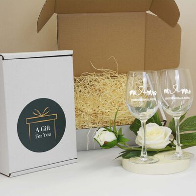 Personalised Wine Glass 2 Pack With Engraving and Gift Box