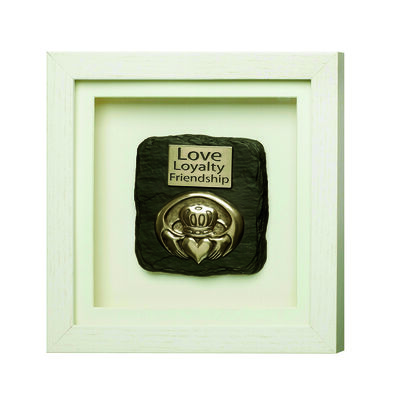 Framed Bronze Plaque With The Iconic Claddagh And The Meaning