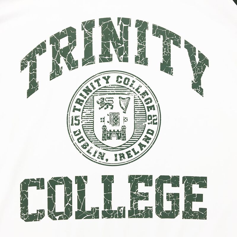 Trinity College Long Sleeved Shirt With College Seal Design  White And Green