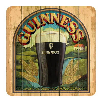 Nostalgic Guinness Coaster Taste of Ireland with Guinness Pint and Irish Scenery