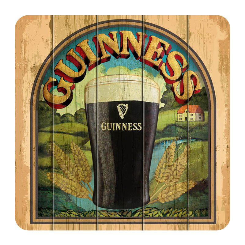 Nostalgic Guinness Coaster Taste of Ireland with Guinness Pint and Irish Scenery