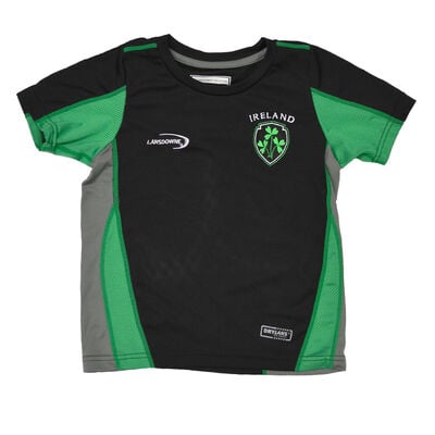 Black Kids Irish Performance T-Shirt With Shamrock Crest Design