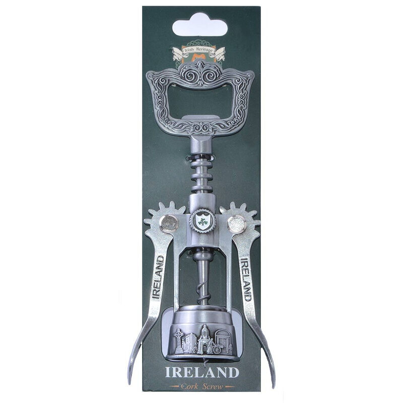 Metal Corkscrew With Ireland Crest And Symbols