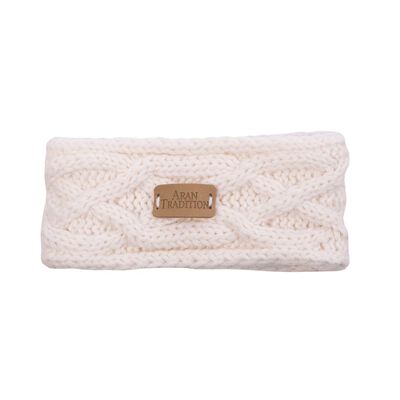 Kids Aran Knitted Traditional Cable Pattern Headband  Cream Colour