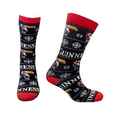 Guinness Christmas Black and Red Toucan Socks