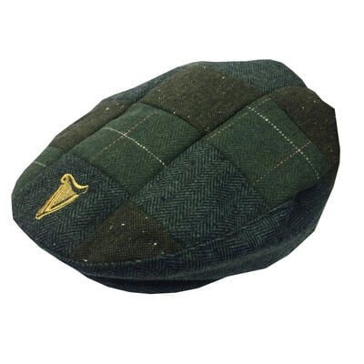 Guinness Traditional Style Tweed Patch Flat Cap With Harp Design