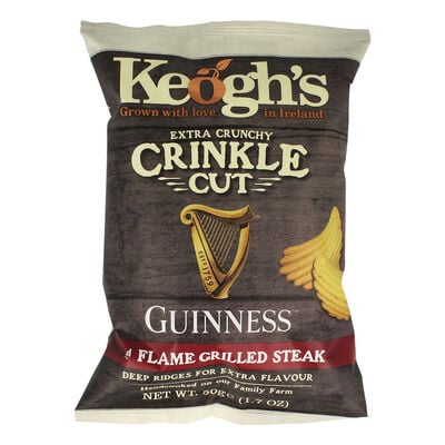 Keoghs Crinke Cut Guinness Flamed Grilled Steak Crisps 50G