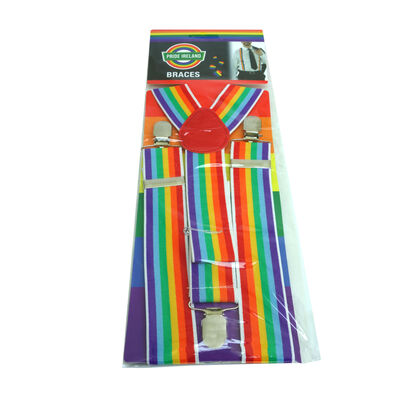 Pride Coloured Elastic Suspenders With Metal Clips  Perfect For All Sizes