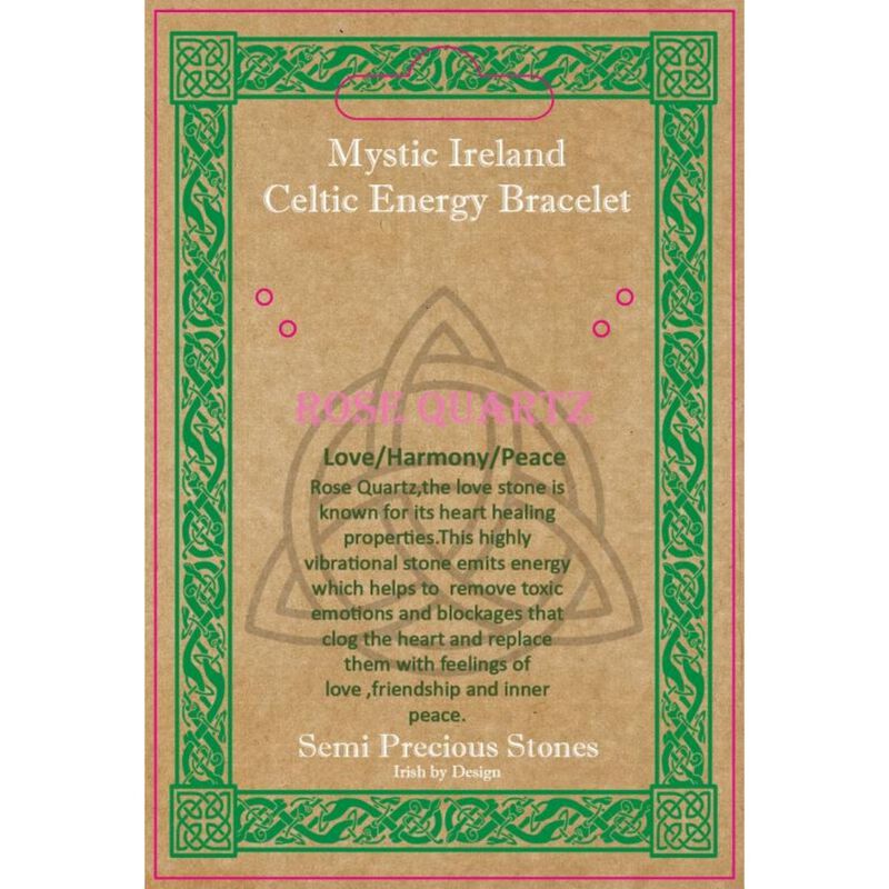 Mystic Ireland Rose Quartz Semi Precious Stone Celtic Energy Bracelet