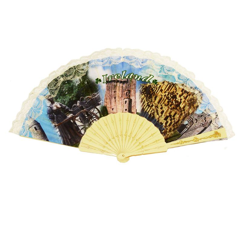 Irish Designed Fan With Molly Malone  Blarney Castle and Giants Causeway Design