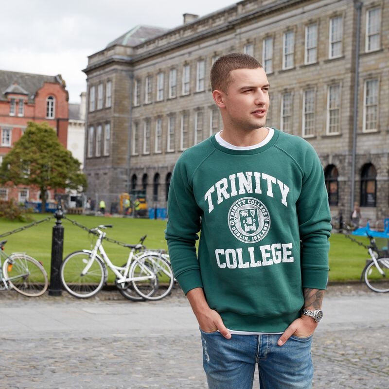 Trinity College Shirt With Trinity College Sign And Seal  Bottle Green Colour