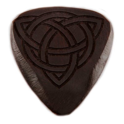 Black Wooden Guitar Pick with Celtic Knot Design