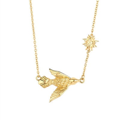 Newbridge Silverware Gold Plated Necklace with Bird and Sun Charm