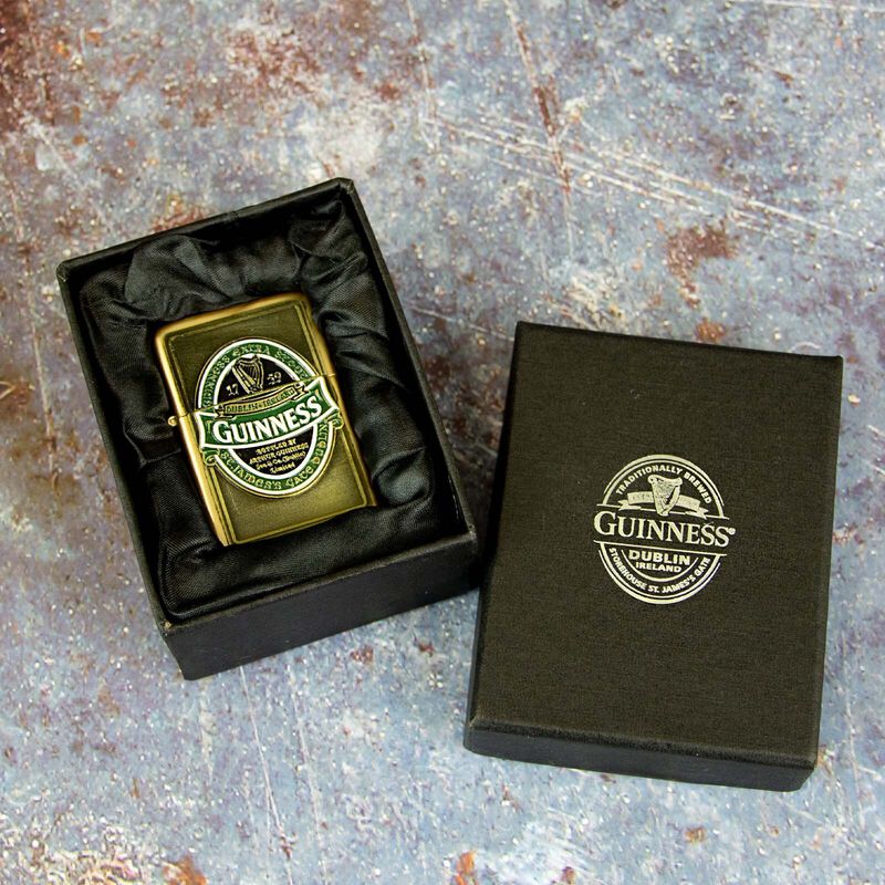 Official Guinness Wind-Proof Ireland Collection Oil Lighter With Engraving and Gift Box