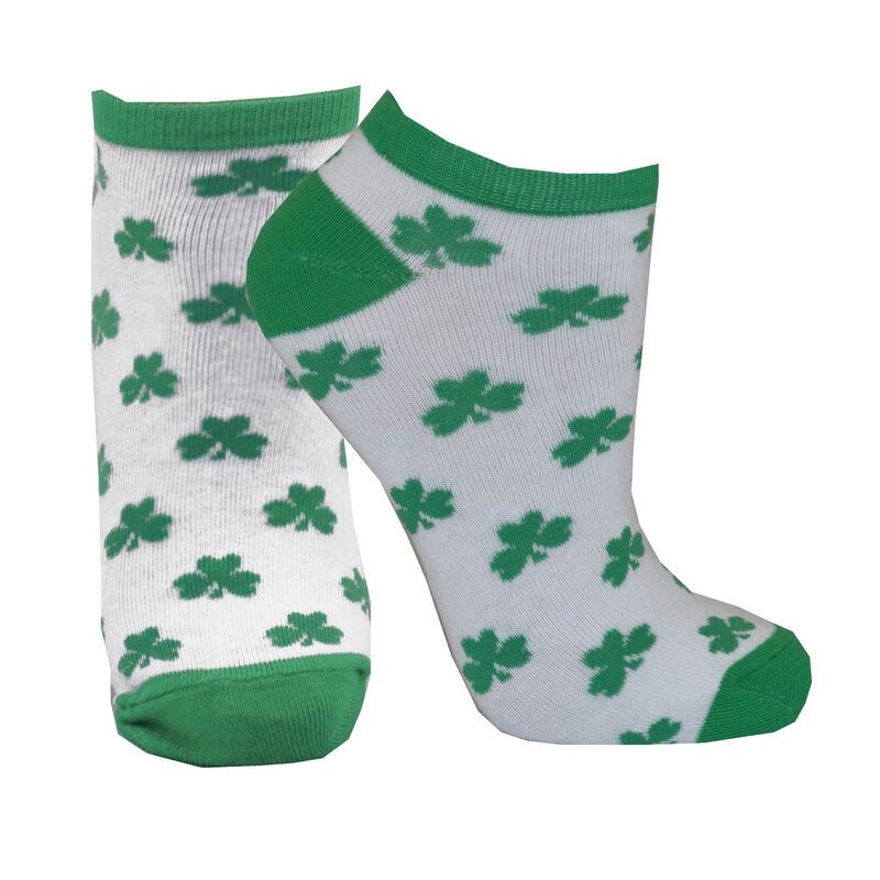 Lucky Irish Ladies Ankle Socks With Green Shamrock Pattern Design