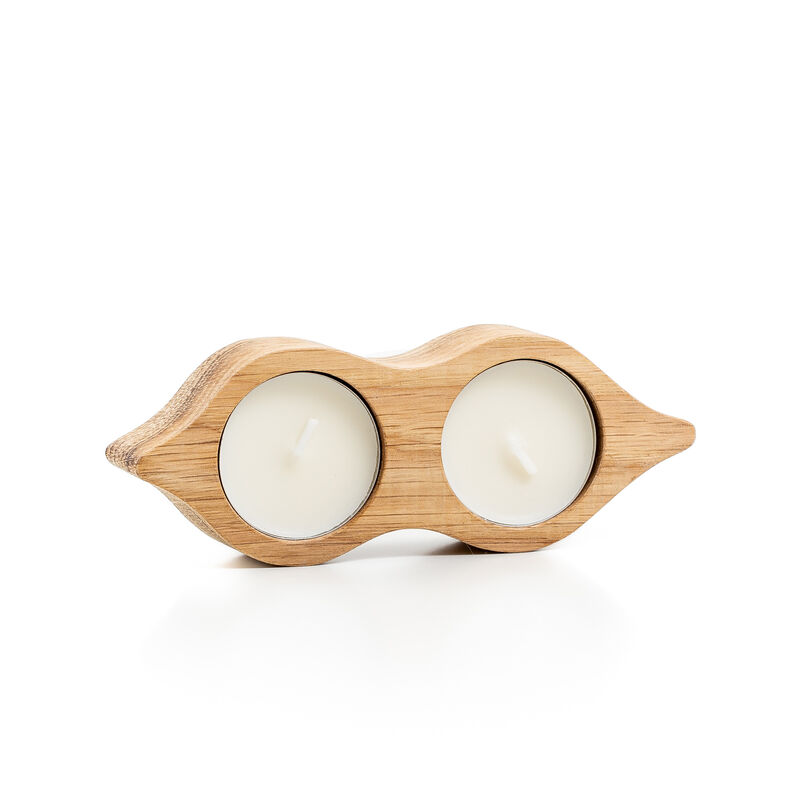Sam Agus Nessa Peas In The Pod Tealight Candles With Wooden Holder