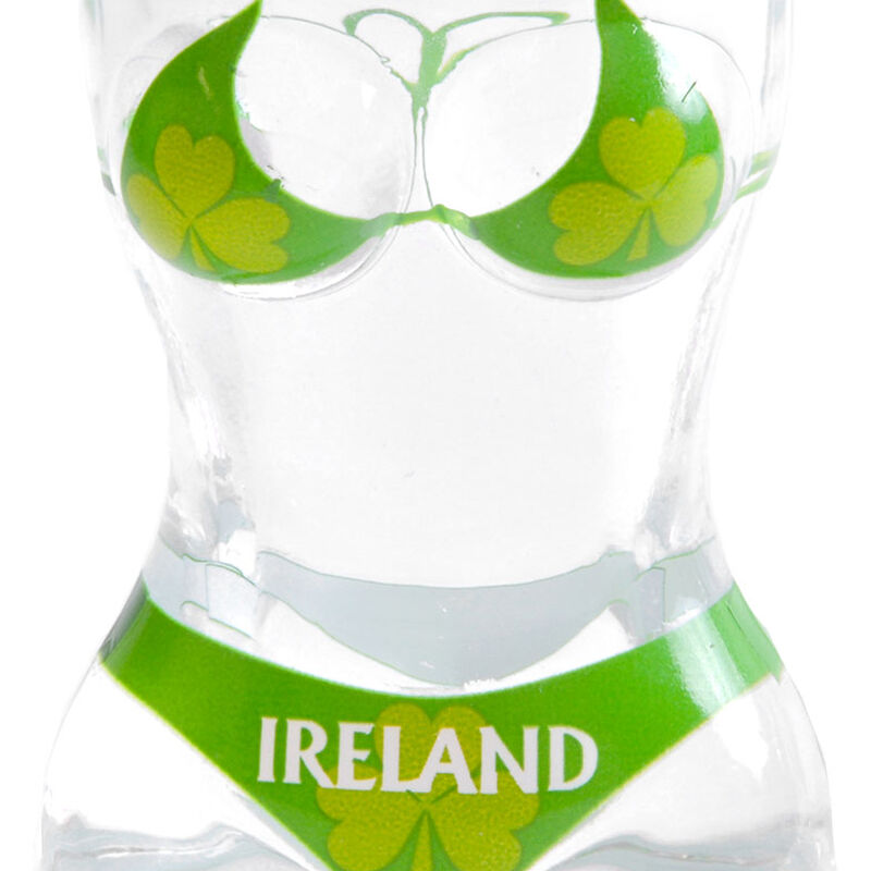 Irish Novelty Shot Glass With Green Shamrock Full Bikini Design
