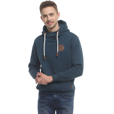 Navy Hoodie With Leather Patch Ireland Original Nineteen Sixteen Collection