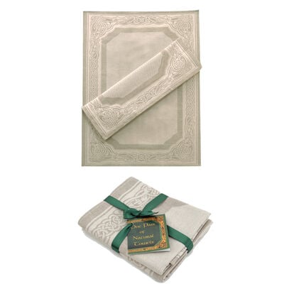 Natural Linen Glass and Mirror Cloths With Keltic Detail (2 Pack)