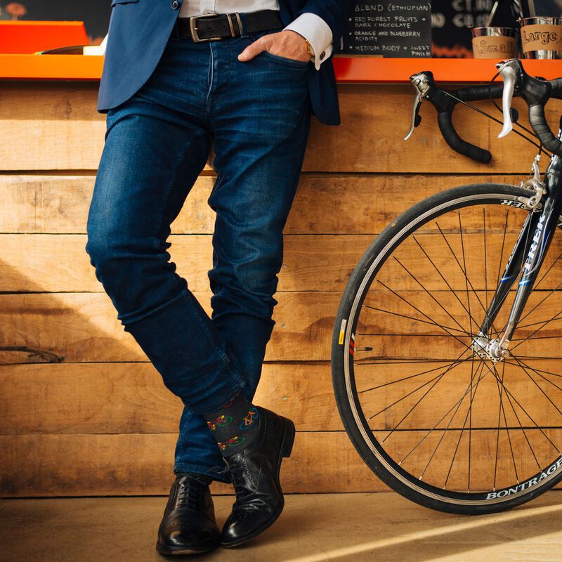 Irish Socksciety You Are A Ride Socks - Black Colour With Colourful Bikes Design