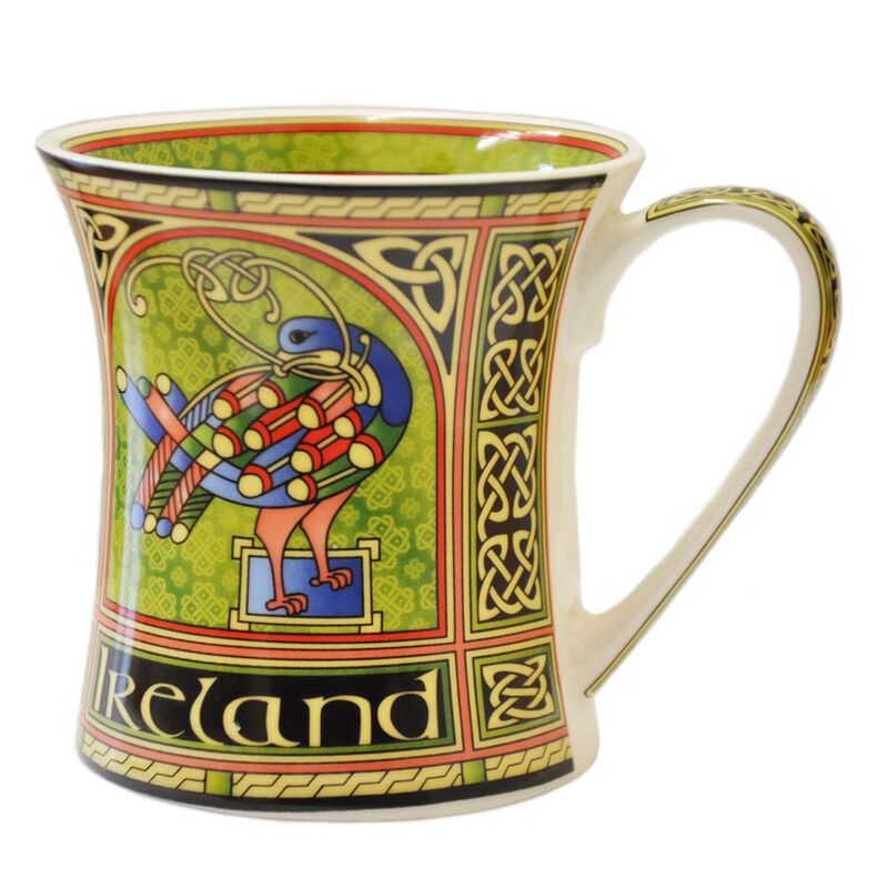 Celtic Peacock Ireland Mug With A Coloured Trinity Irish Design