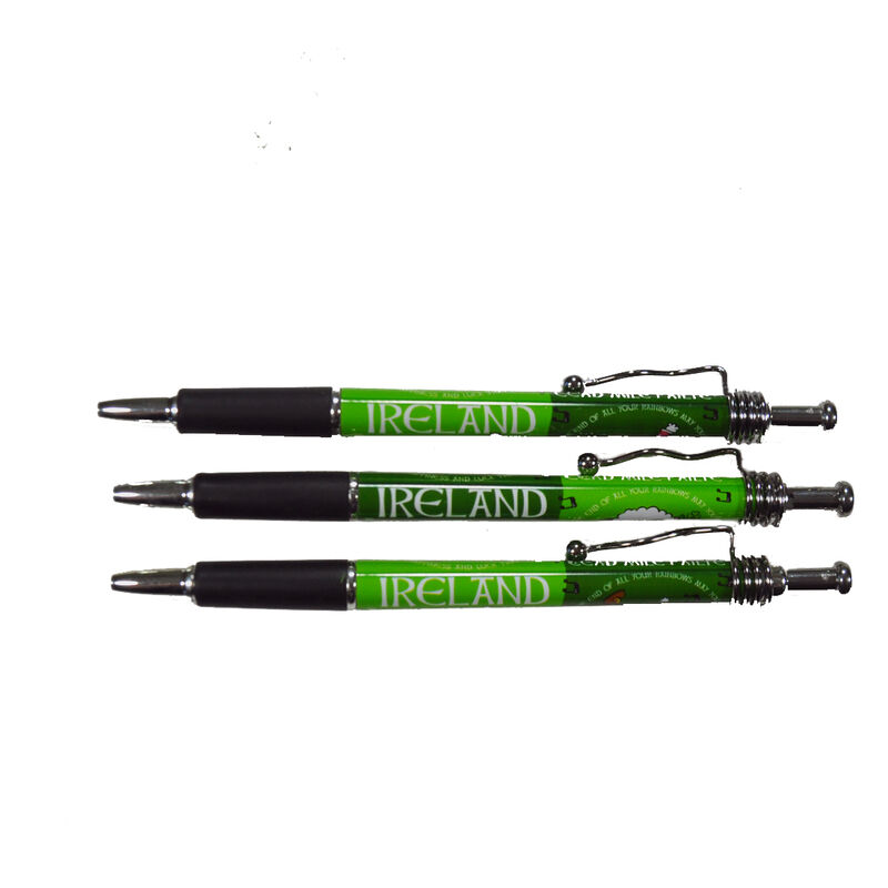 Three Pack Pen Set With Irish Sheep and Ireland Design  Green Colour