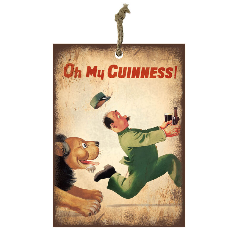 Official Guinness Mini Metal Bar Sign With Classic Zookeeper Design