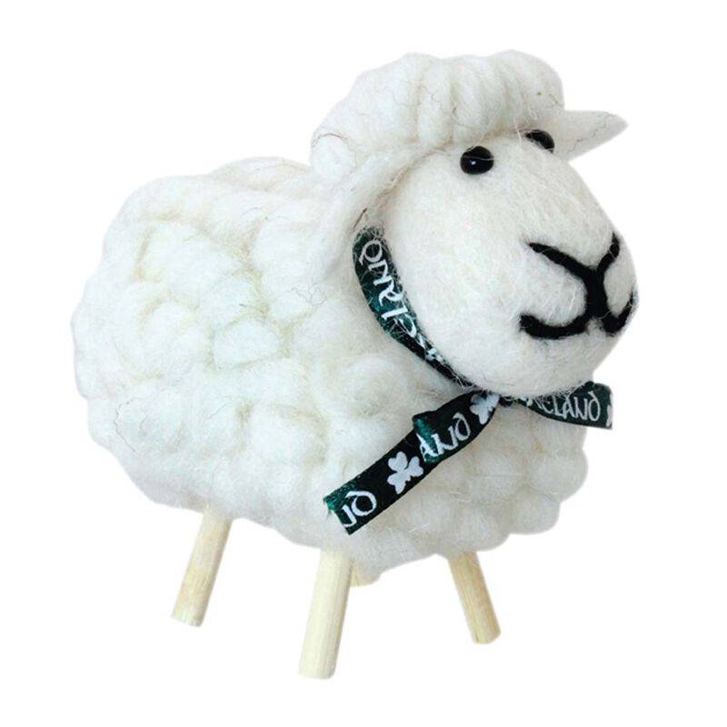 Irish Ornament With White Cotton Designed Sheep on Stick Legs