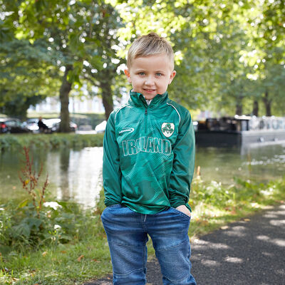 Kids Ireland Rugby Performance Top Green Colour With Shamrock Crest