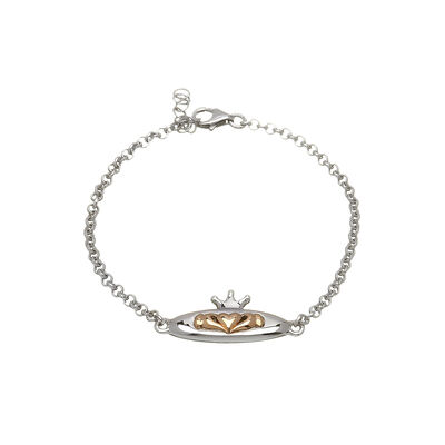 House Of Lor Sterling Silver And Rose Gold Claddagh Design Bracelet