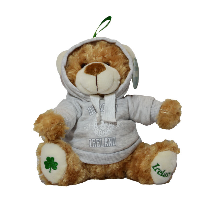 Cream 20cm Teddy Bear With Dublin Ireland Est 988 With Grey Hooded Top