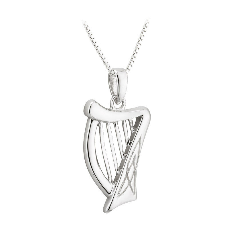 Hallmarked Sterling Silver Celtic Harp Pendant