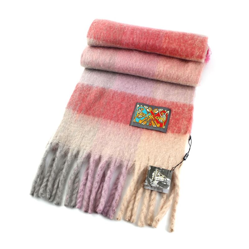 Celtic Ore Authentic Irish Soft Check Scarf  Blend Of Pink Colours
