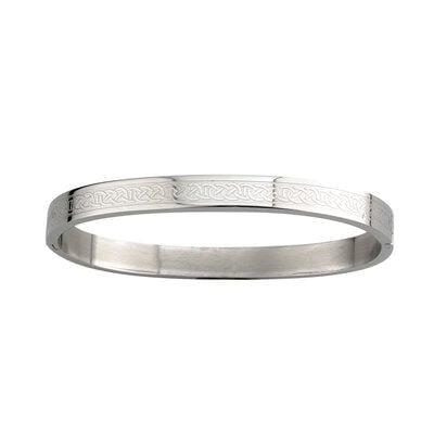 Steel Bracelet With Engraved Celtic Knot Design