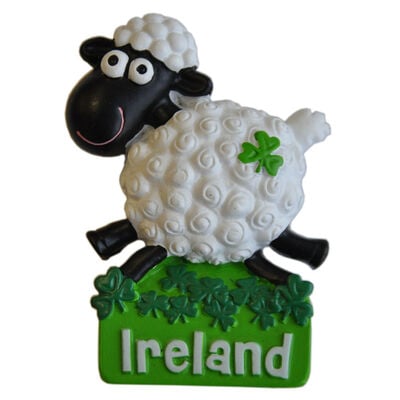 Resin Magnet With Ireland Jumping White Sheep