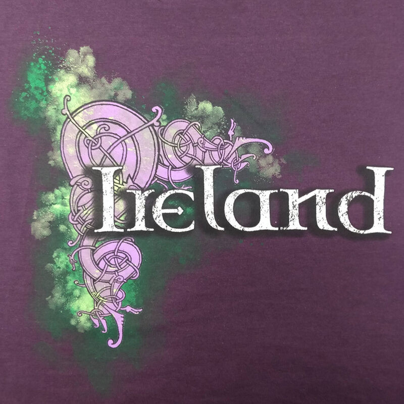 Purple Ladies V-Neck T-Shirt With Ireland Celtic Design
