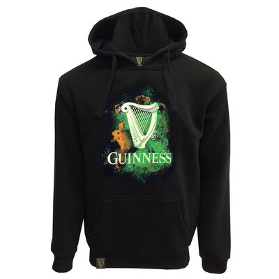 Guinness Hoodie With Silver Harp Design and Tricolour