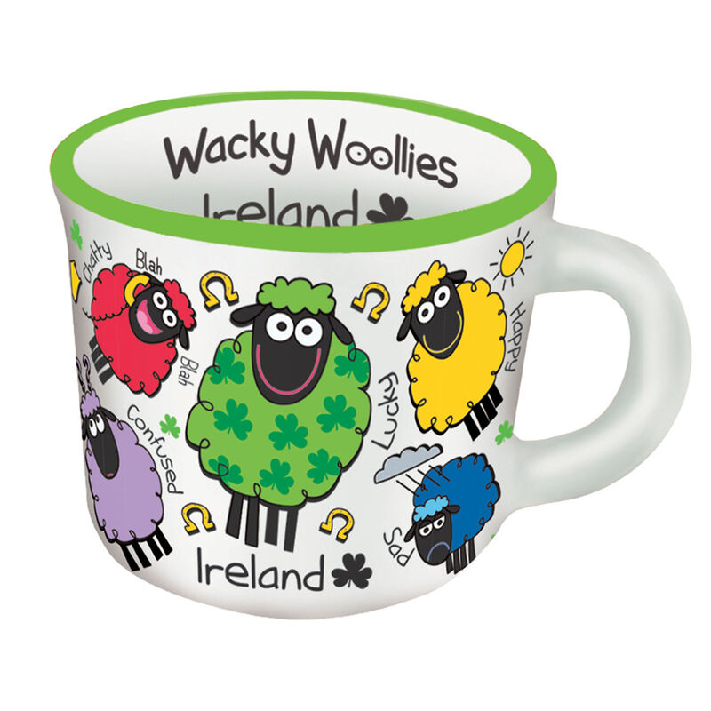 Wacky Woollies Designed Espresso Mug With Multi-Coloured Sheep Design