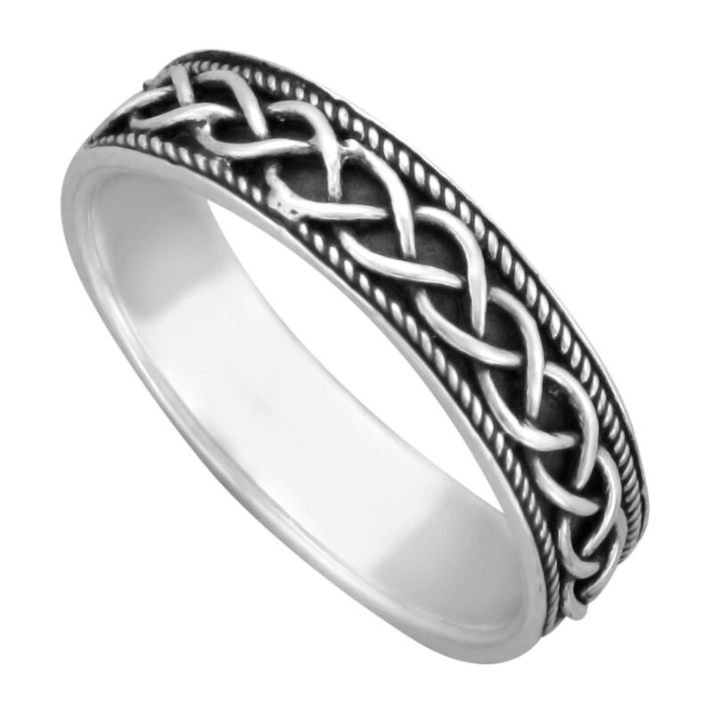 Hallmarked Sterling Silver Celtic Plait Ring  Presented In A Box