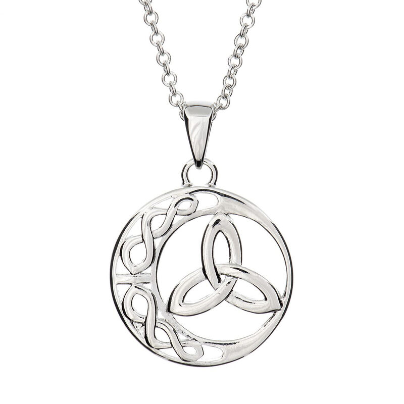 Silver Plated Carrick Silverware Trinity Celtic Knot Crescent Pendant
