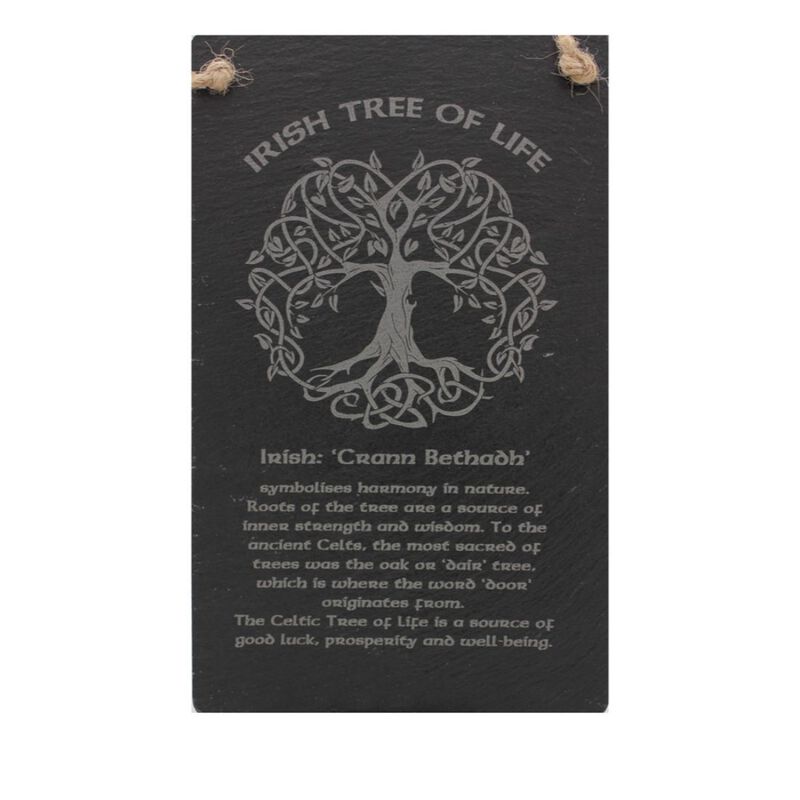 Irish Slate Rectangular Hanging Plaque With Irish Tree Of Life Design