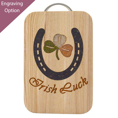 Unique Oak Hot Pot Stand and Ash Cutting Board With Irish Luck Design