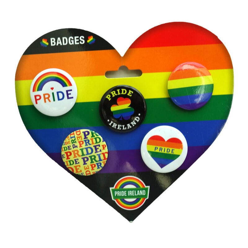 4 Per Pack Pride Coloured Ireland Badges With Various Designs