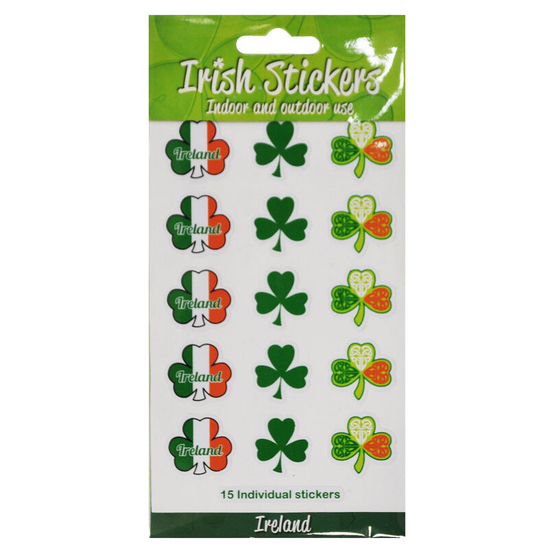15 Miniature Individual Green Irish Shamrock Stickers  15 Individual