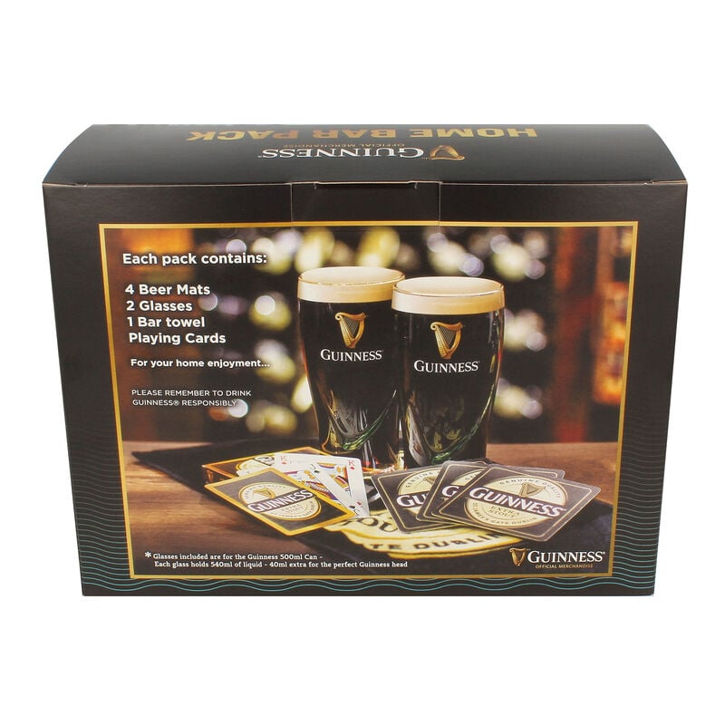 Guinness Bar Gift Basket With Mats, Glasses, Towel & Cards