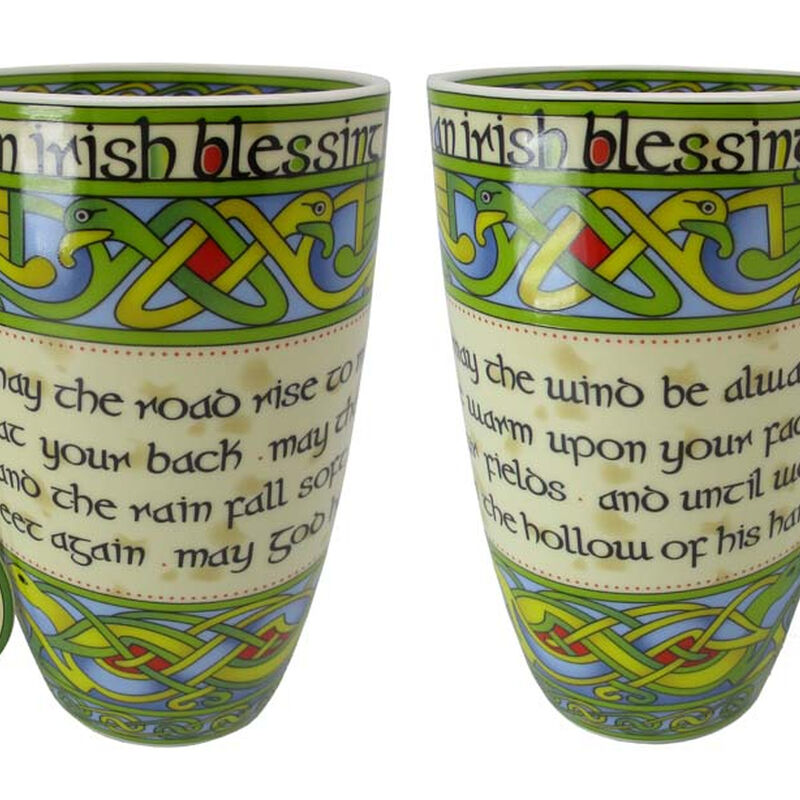 Irish Weave Bone China Mug Collection With Irish Blessing Print