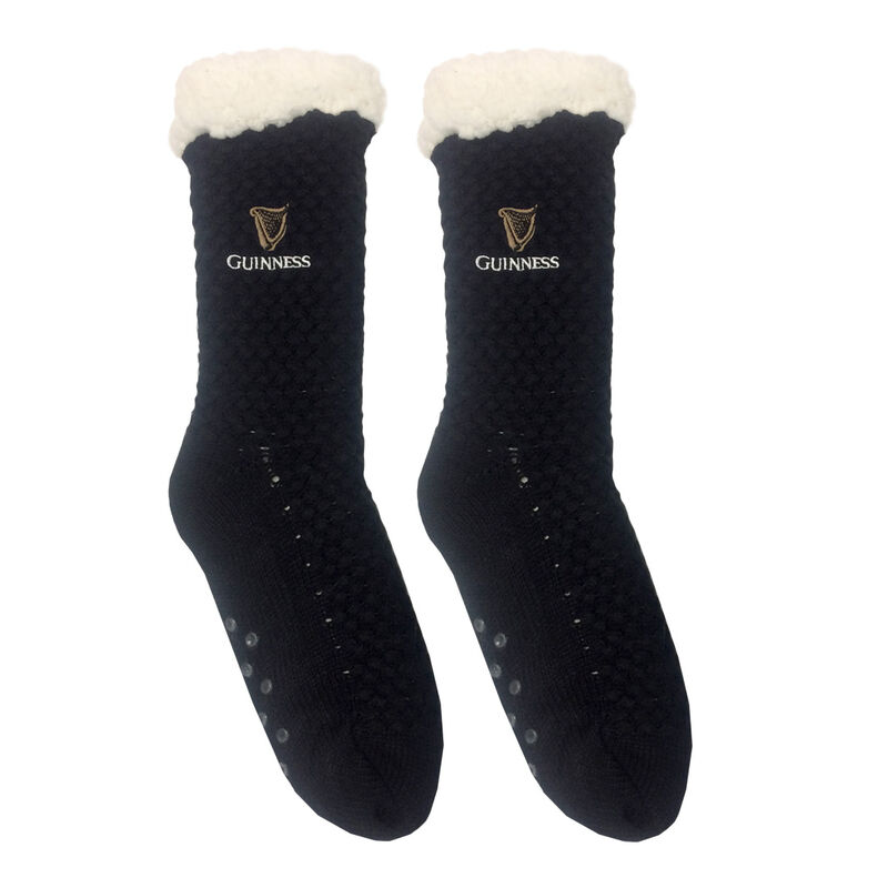 Guinness Non-Slip Slipper Socks With Logo Design Black And White Colour
