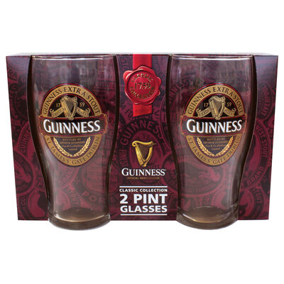 Guinness 2 Pack Pint Glasses With Guinness Classic Label