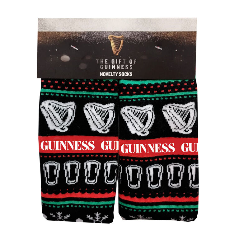 Official Guinness Gift of Christmas Novelty Socks, Black Colour