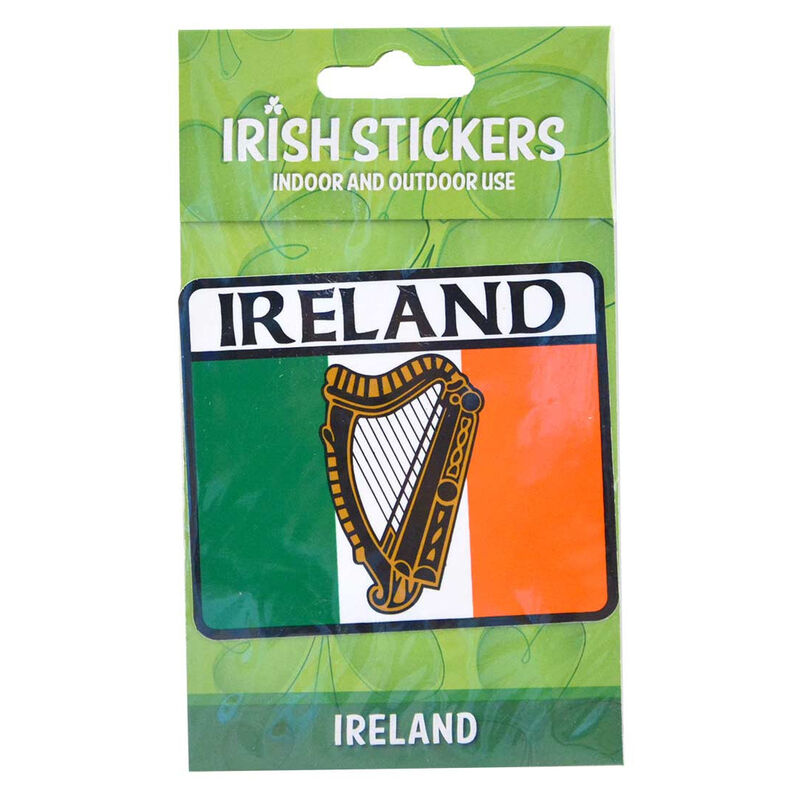 Ireland Harp Designed On Tricolour Flag Indoor And Outdoor Sticker